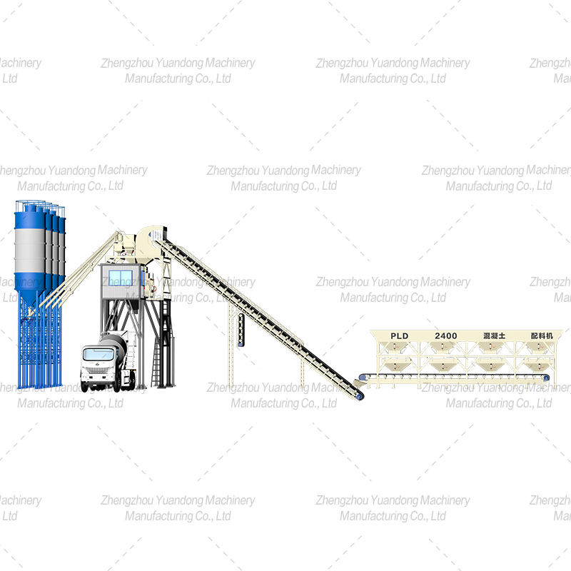 HZS90 (1500+4 silos) concrete mixing plant