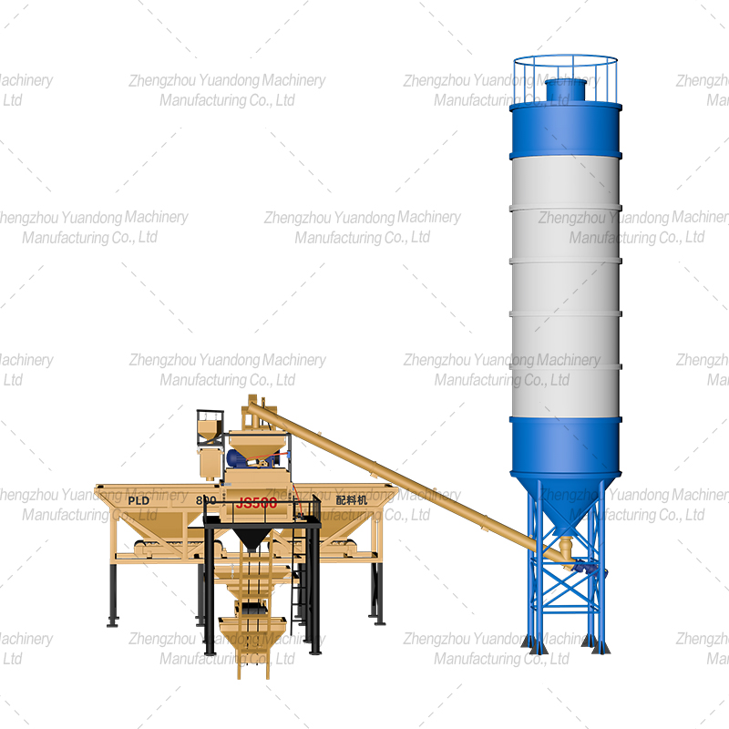 HZS-25 (500+2 silos) simple concrete mixing plant