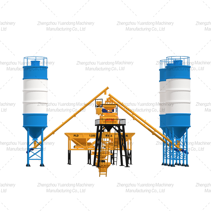 HZS-35 (750+2 silos) simple concrete mixing plant