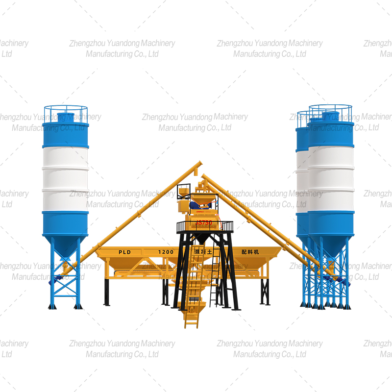 HZS-35 (750+3 silos) simple concrete mixing plant