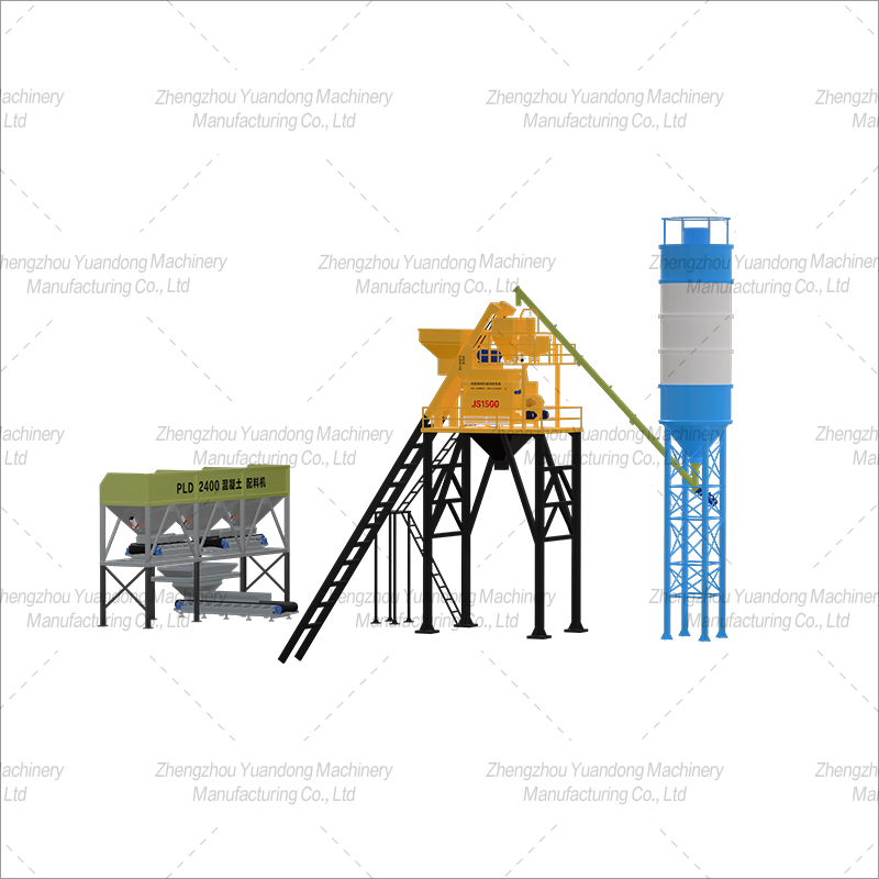 HZS-75 (1500+3 silos) simple concrete mixing plant(图3)