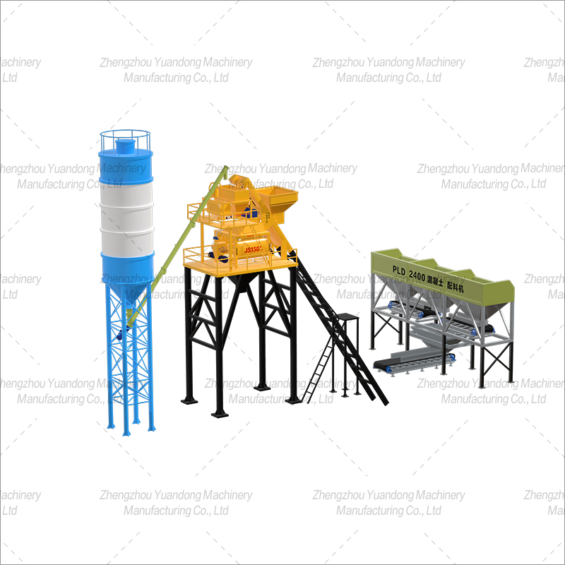 HZS-75 (1500+3 silos) simple concrete mixing plant(图4)