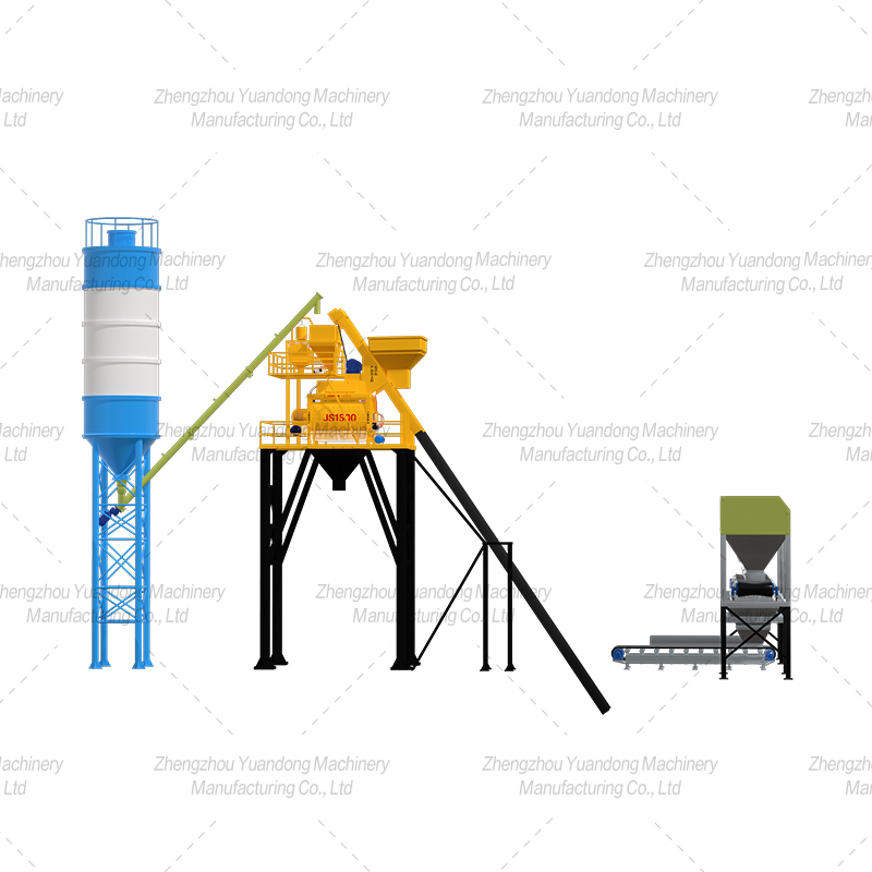 HZS-75(1500+4 silos) simple concrete mixing plant